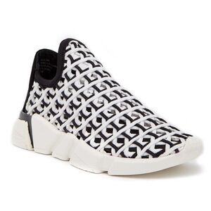 Jeffrey Campbell GZA Woven Slip On Sneaker Black & White Shoes Womens 7.5